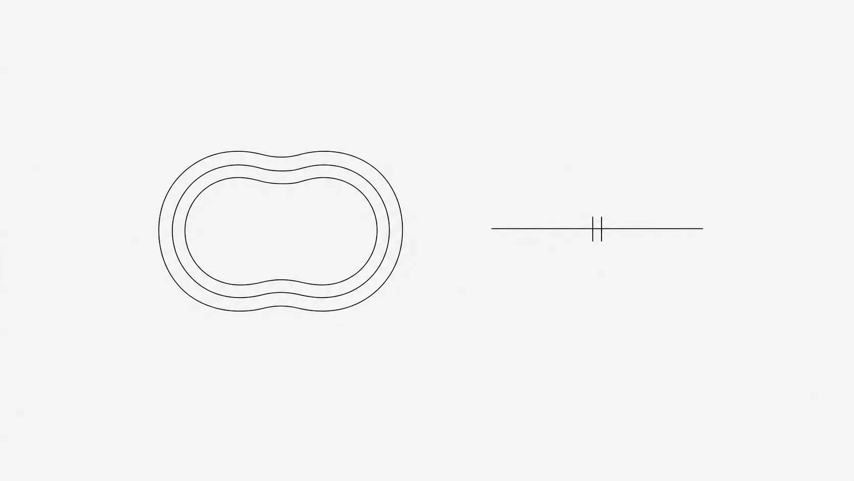 A line drawing of a torso in cross section with the layers of the abdominal wall traced as concentric outlines and nothing labelled