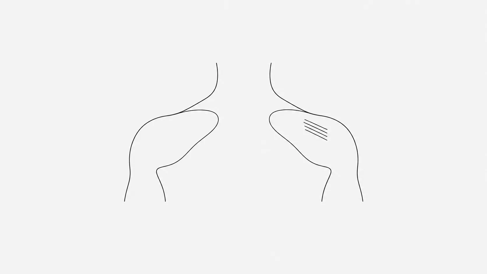 A line drawing of shoulders and neck seen from behind, with the trapezius traced as a plain outline and one small bundle of fibres marked inside it